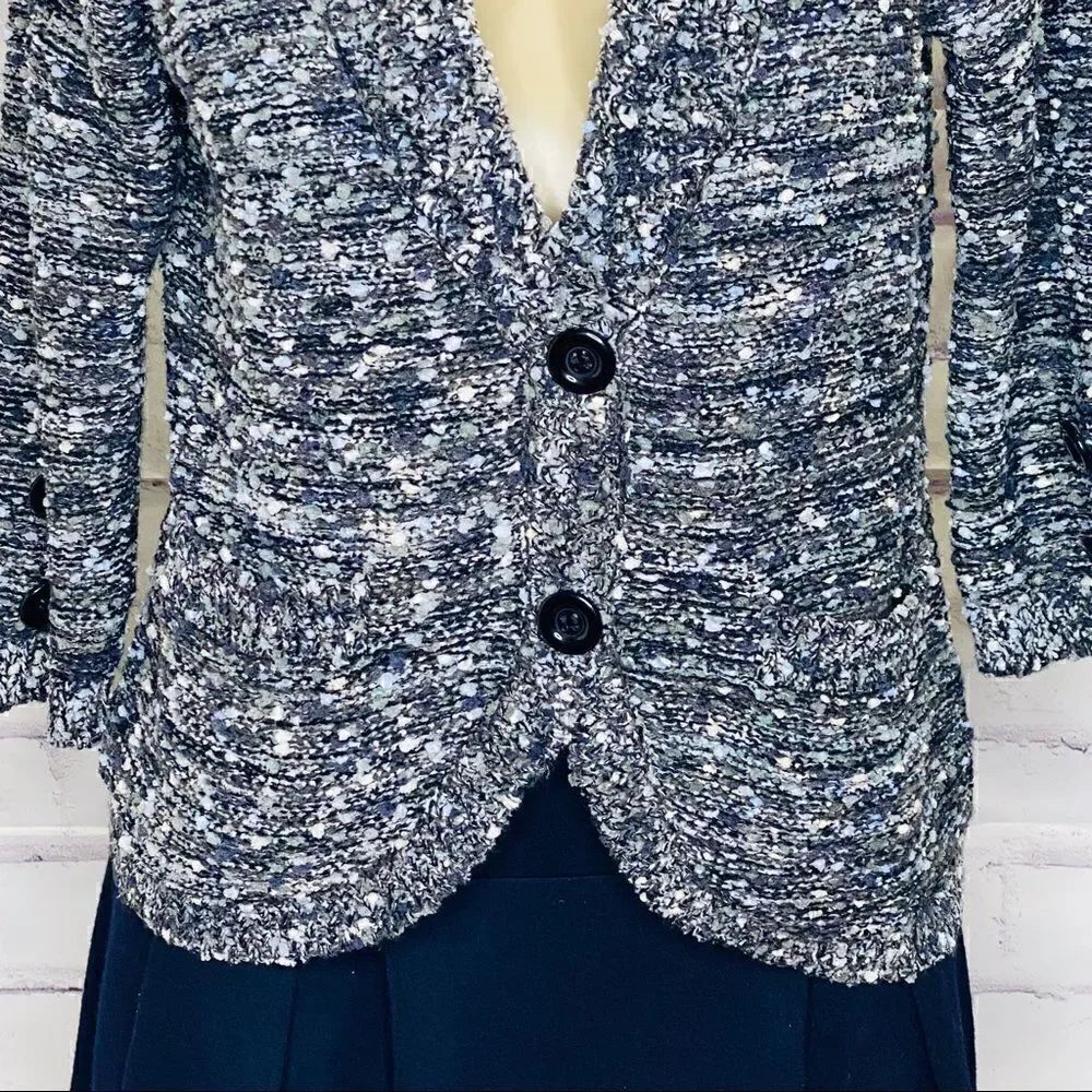 Eci Metallic Thread Collar 2-button Cardigan- M - Picture 4 of 8